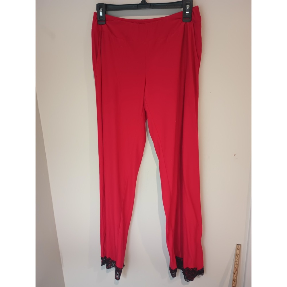 Soma Pajama Pants Small Red Black Lace Trim Gothic Coquette Sleep Lounge Soft